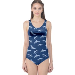 Navy Sharks Pattern One Piece Swimsuit by CoolDesigns