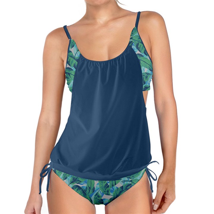 Blue Leaves Tankini Set