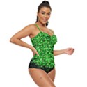 Snowy Shamrock Lime Green St Patricks Day Retro Full Coverage Swimsuit View3