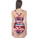 Red Navy Snow Black Christmas Pattern Pattern Women s One Piece Swimsuit View2