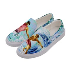 Blue Paint Summer Hawaii Beach Surf Tropical Womens Canvas Slip Ons by CoolDesigns