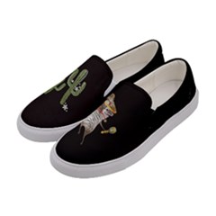 Fun Mexican Day Cactus Black Print Womens Slip Ons   by CoolDesigns