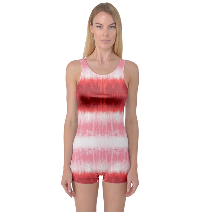 Red Stripes One Piece Boyleg Swimsuit