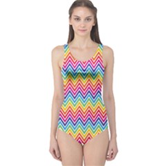 Rainbow Chevron One Piece Swimsuit by CoolDesigns