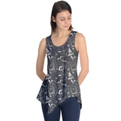 Black Chalkboard Halloween Pattern Sleeveless Tunic Top by CoolDesigns