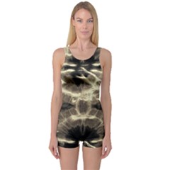 Beige Tie Dye One Piece Boyleg Swimsuit by CoolDesigns