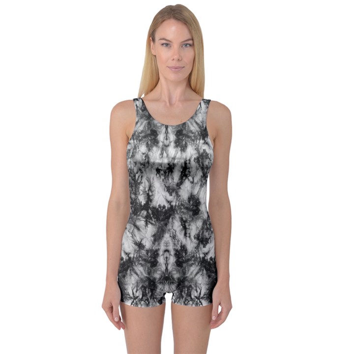 White Tie Dye 2 One Piece Boyleg Swimsuit