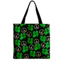 Shamrock Peace Black & Green Zipper Grocery Tote Bag View1