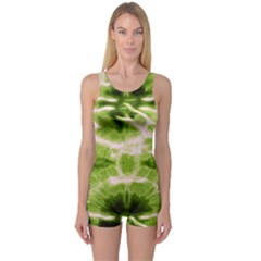 Olive Tie Dye One Piece Boyleg Swimsuit by CoolDesigns