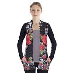 Black Skull Open Front Pocket Cardigan by CoolDesigns