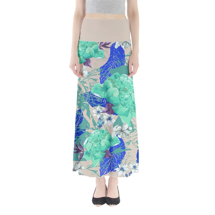 Mint Roses Maxi Skirt