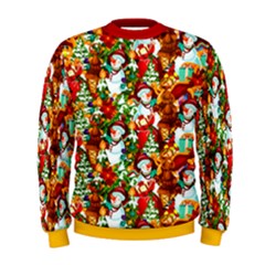 Colorful Christmas Tree Snowman Comfy Mens Sweatshirt by CoolDesigns