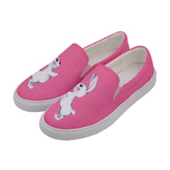 Hot Pink Rabbit Bunnies Adorable Print Womens Slip Ons by CoolDesigns