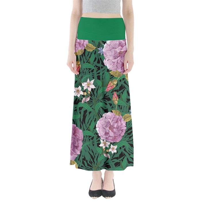 Green Floral Maxi Skirt