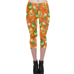 St Patrick Beer Shamrock Handraw Capri Leggings  by CoolDesigns