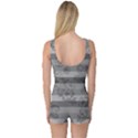 Gray Stripes One Piece Boyleg Swimsuit View2