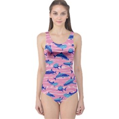 Pink Shark One Piece Swimsuit by CoolDesigns