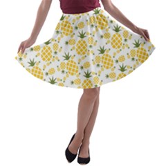 Yellow Pineapple Pattern A-line Skater Skirt by CoolDesigns