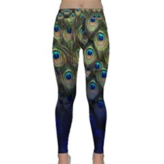 Elegant Peacock Blue Pattern Classic Yoga Leggings by CoolDesigns