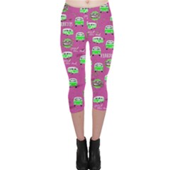 Vw Van Green  Capri Leggings  by CoolDesigns