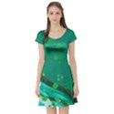 Swirls Shamrock Cadet Blue Short Sleeve Skater Dress View1