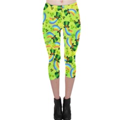 Rainbow Green Shamrock Handraw Capri Leggings  by CoolDesigns