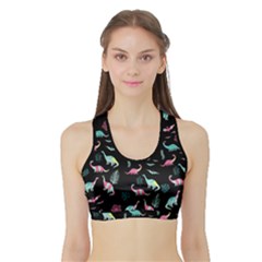 Brachiosaurus Dino Black Sports Bra With Border by CoolDesigns