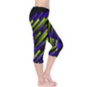 Neon Green & Purple Stripes Pattern Capri Leggings  View4