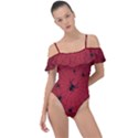 Spider Web Red Fun Frill Detail One Piece Swimsuit View1