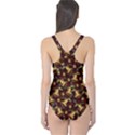 Red Vintage Bell Black Christmas Pattern Pattern Women s One Piece Swimsuit View2