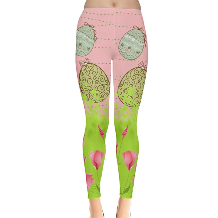 Pink Green Eggs Easter Leggings 