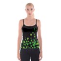 Shamrock Flow Dark Green Shamrock Pattern Black Spathetti Strap Top View1