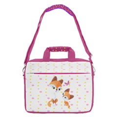 Light Yellow & Magenta Cute Fox Print 13  Shoulder Laptop Bag  by CoolDesigns