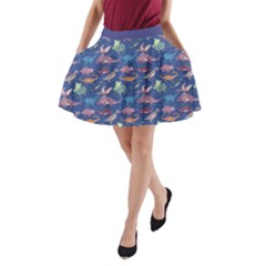 Blue Dinosaur Stylish A-line Pocket Skirt by CoolDesigns