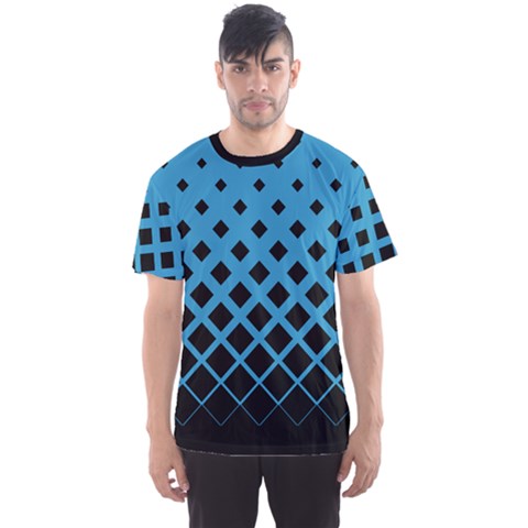 Sky Blue Gradient Rhombuses Men s Sport Mesh Tee  by CoolDesigns