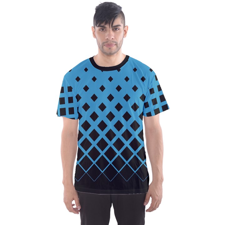 Sky Blue Gradient Rhombuses Men s Sport Mesh Tee 