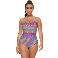 Colorful Aztec Fun Cut-out Retro Full Coverage Swimsuit by CoolDesigns