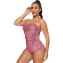 Coral Damask Party Cut-Out Retro Full Coverage Swimsuit View2