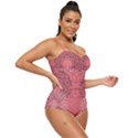 Coral Damask Party Cut-Out Retro Full Coverage Swimsuit View3