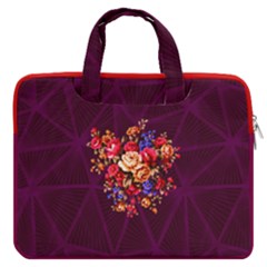 Dark Magenta Vintage Floral Design Carrying Handbag 16  Double Pocket Laptop Bag  by CoolDesigns