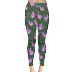 Geometric Bunny Silhouette Green Leggings  by CoolDesigns