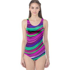 Purple Curves Athletic One Piece Swimsuit by CoolDesigns