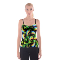 Shamrock Rainbow Green Shamrock Pattern Black Spathetti Strap Top by CoolDesigns