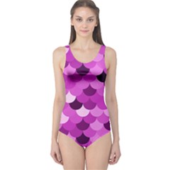 Purple Large Fish Scale Print One Piece Swimsuit by CoolDesigns