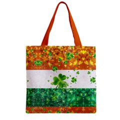 Stripes Shamrock Orange Zipper Grocery Tote Bag by CoolDesigns