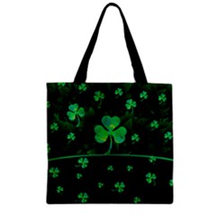 Black Vintage Shamrock Zipper Grocery Tote Bag by CoolDesigns