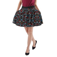 Black Colorful Notes Music Notes Treble Clef A-line Pocket Skirt by CoolDesigns