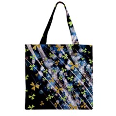 Light Stripes Lucky Shamrock Leaves Black Zipper Grocery Tote Bag by CoolDesigns