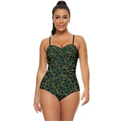 Shamrock Shadow Black Handraw Retro Full Coverage Swimsuit by CoolDesigns