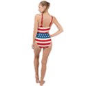 Patriotic Day Print Red High Neck One Piece Swimsuit View2